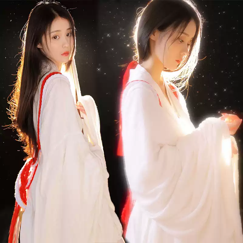 神明少女汉服魏晋风古装素色棉麻大袖直裾交领有香如故拍摄影服装